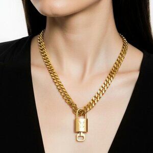 Gold-Plated Necklace with Authentic Louis Vuitton Padlock
